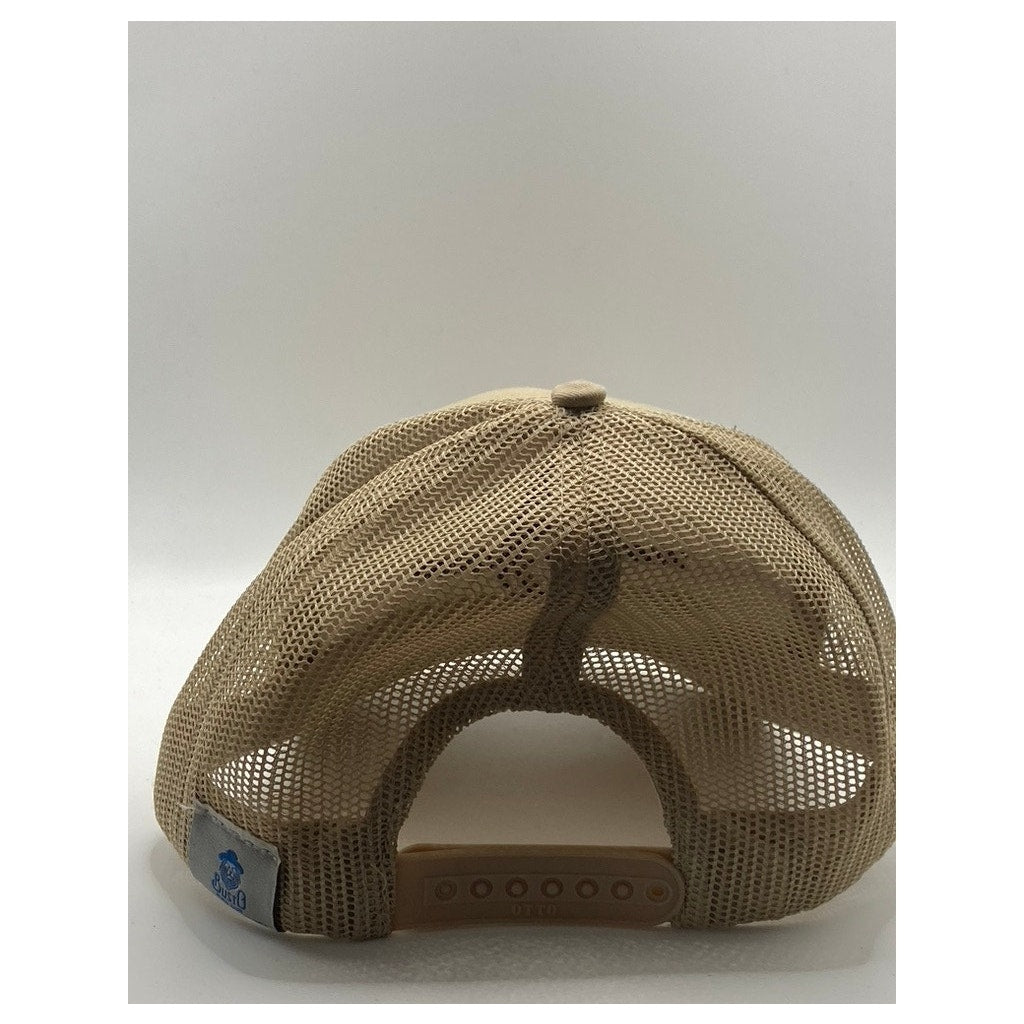 BUSTO AND SUN Men's Tan Embroidered Topanga Shark Logo Mesh Snapback Hat OS