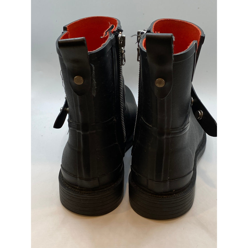 RAG & BONE Women's Black Rubber Moto Pull-On Calf Rain Boot SZ 38(US8)