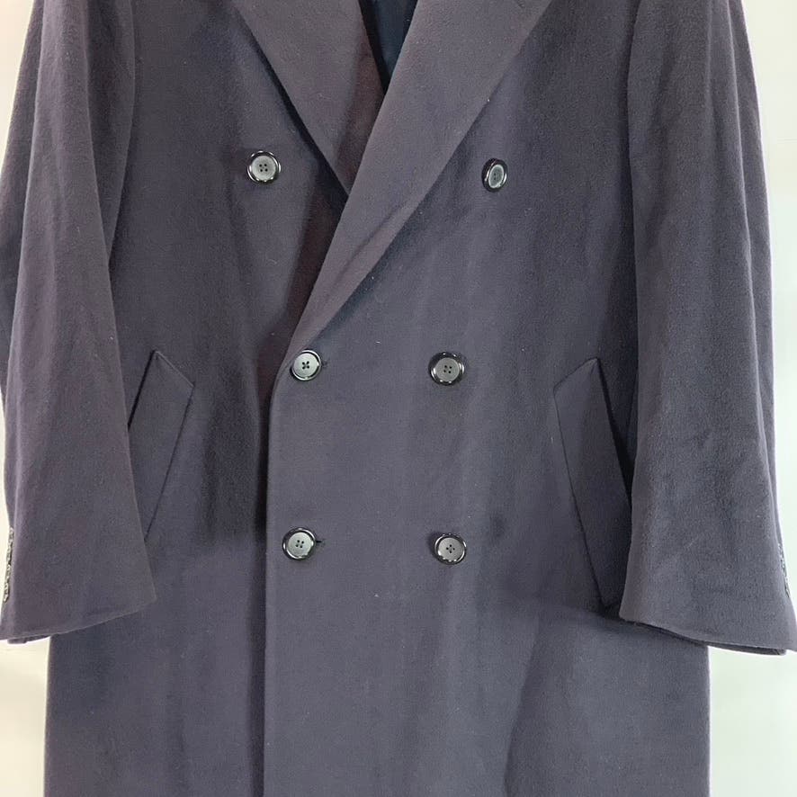 SAKS FIFTH AVENUE Men's Navy Superfine Lambswool Double-Breasted Coat SZ L