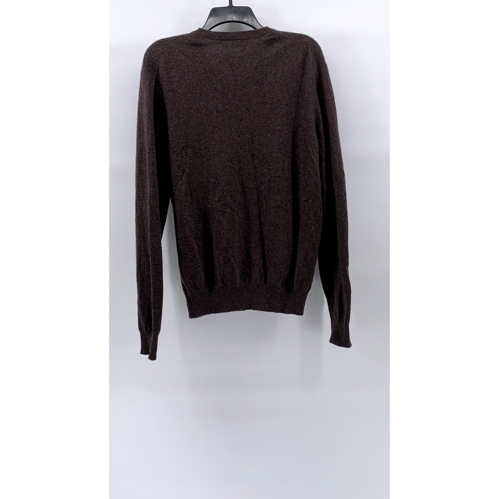UNBRANDED Men’s Brown Cashmere V-Neck Long Sleeve Sweater SZ M