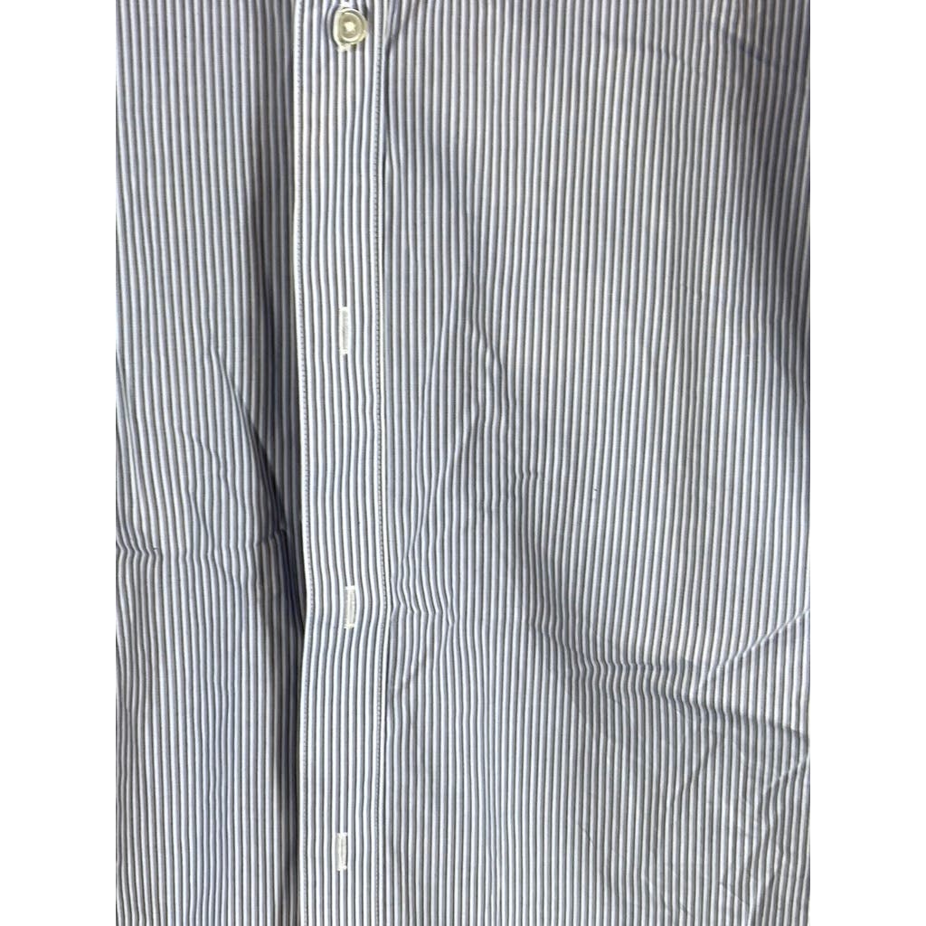 BANANA REPUBLIC Men's Tall Blue Striped Non-Iron Button-Up Dress Shirt SZ M 16.5