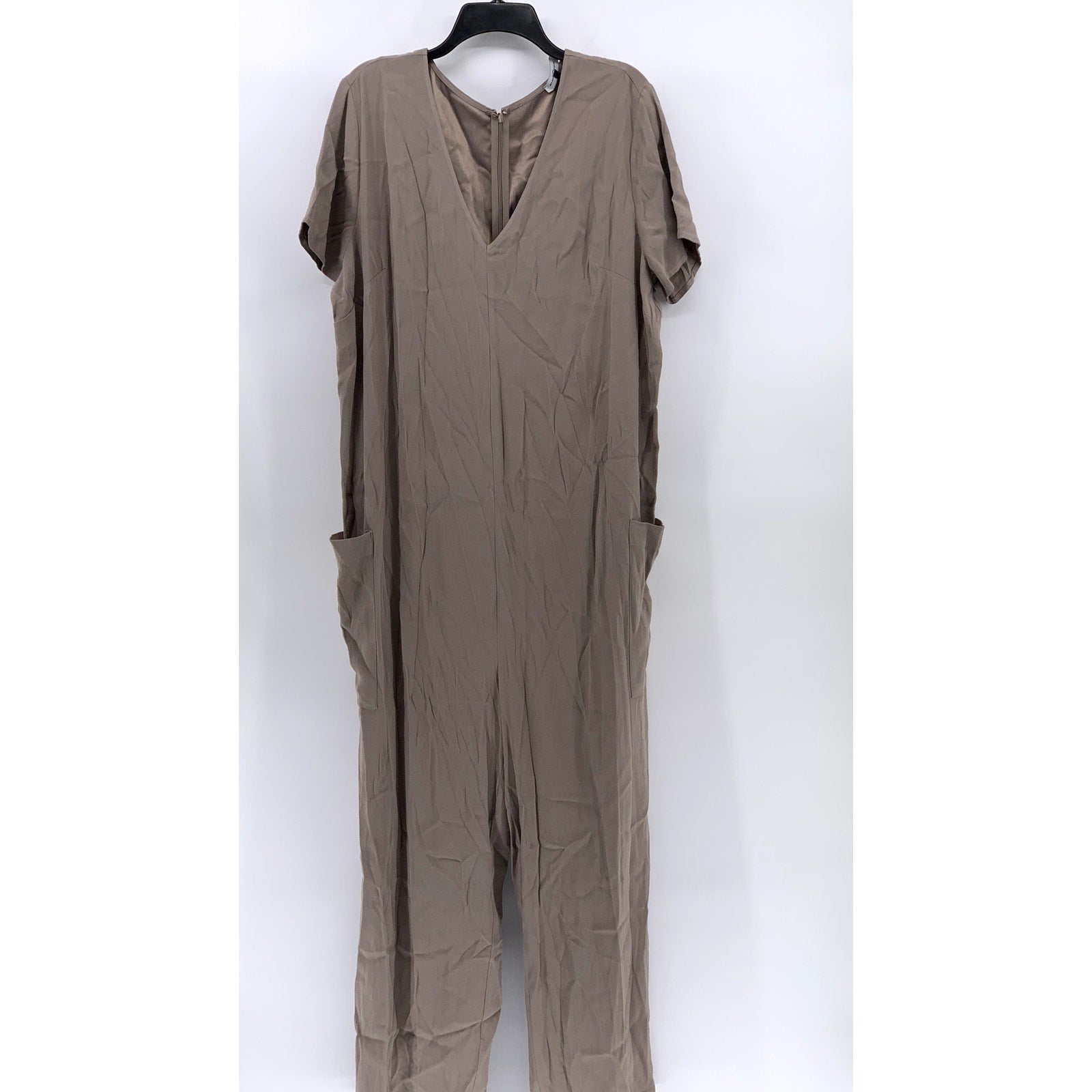 UNIVERSAL STANDARD Women's Beige V-Neck Casual Short Sleeve Jumpsuit SZ M