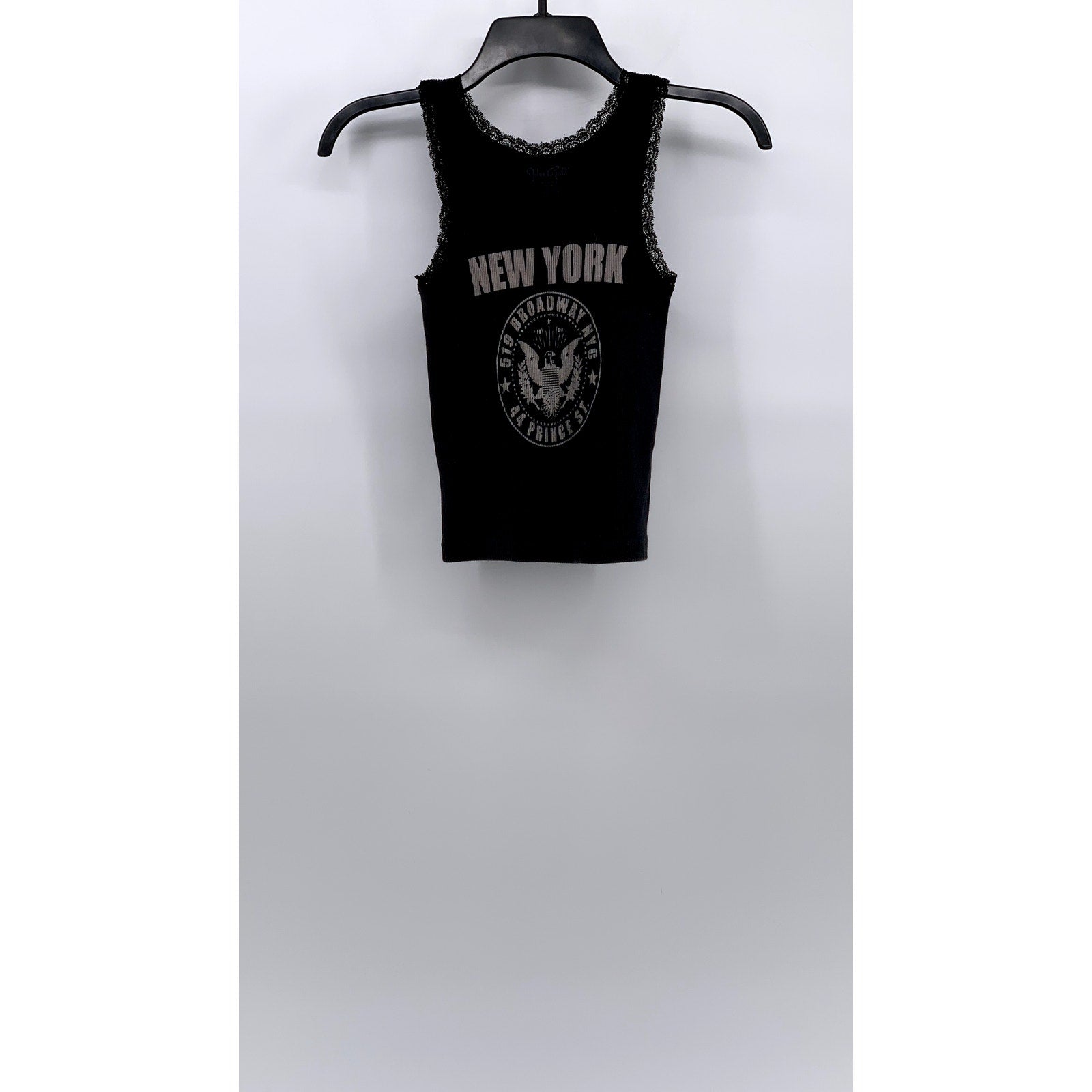 JOHN GALT Women’s Black New York Lace-Trim Casual Sleeveless Tank Top SZ OS