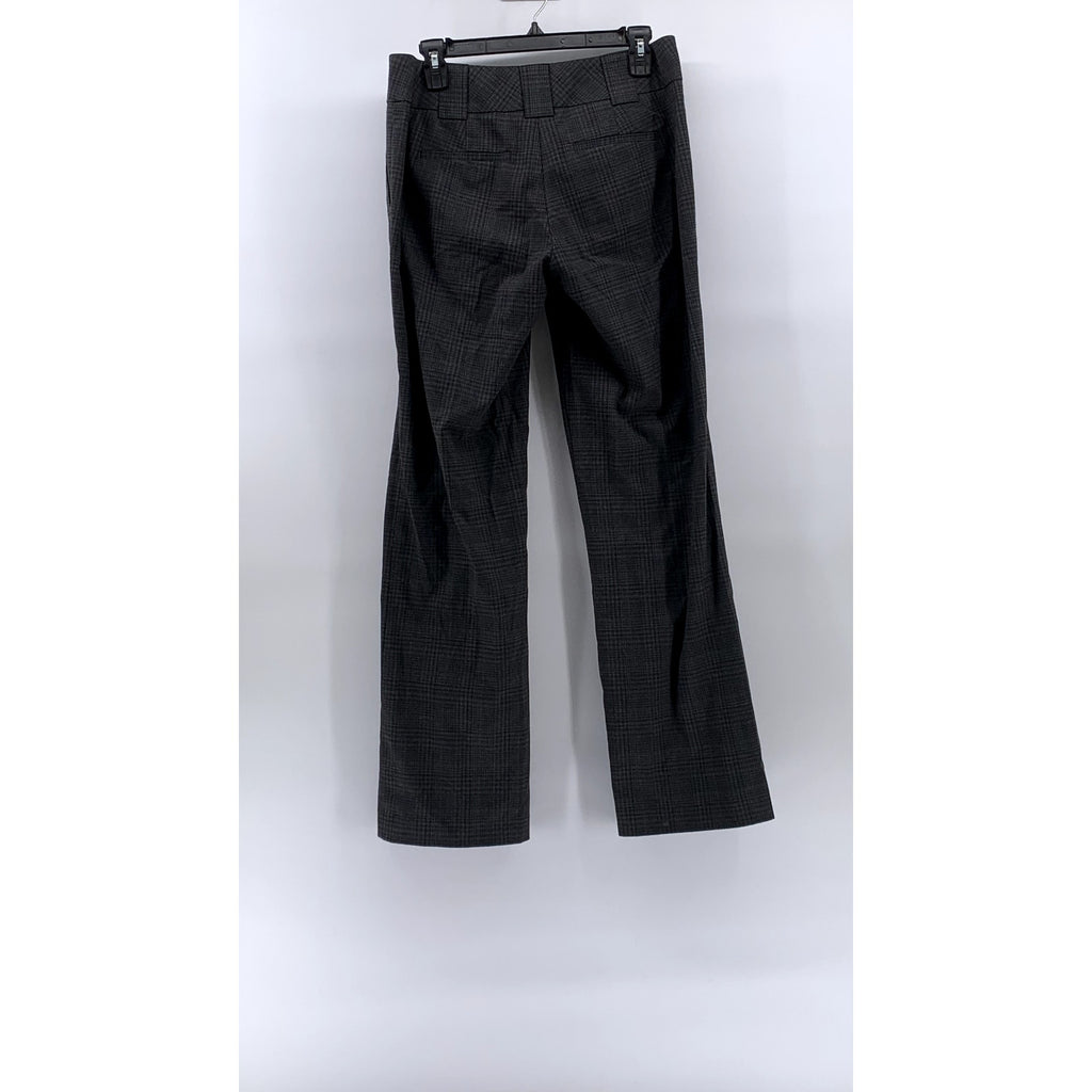 NEW YORK & COMPANY Women's Charcoal Gray Stretch Plaid Flare-Leg Pants SZ 4