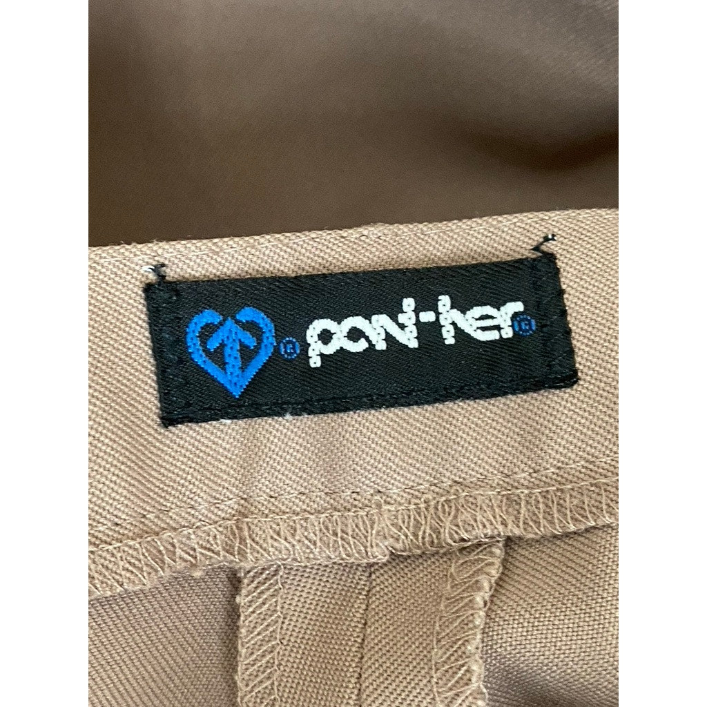PONT-HER Women's Vintage Light Brown Wide-Leg Regular-Fit Pants SZ L