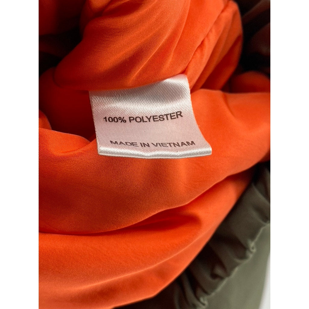 LABIJOU Women's Olive Green Snap-Button Cropped Puffer Jacket SZ M