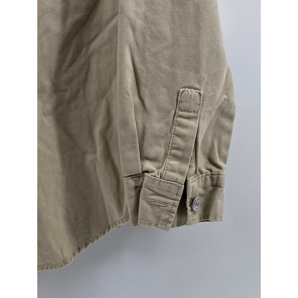 KENSIE JEANS Women's Tan Oversized Button-Up Long Sleeve Top SZ M