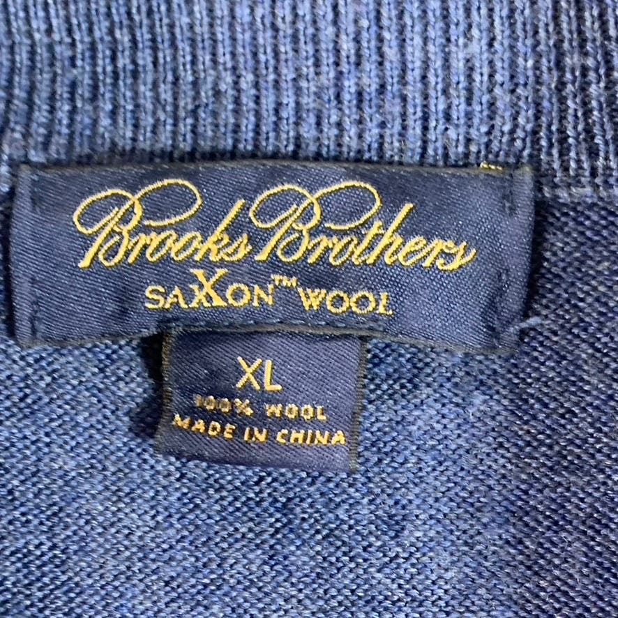 BROOKS BROTHERS Men's Blue Quarter-Zip Saxxon Wool Pullover Sweater SZ XL