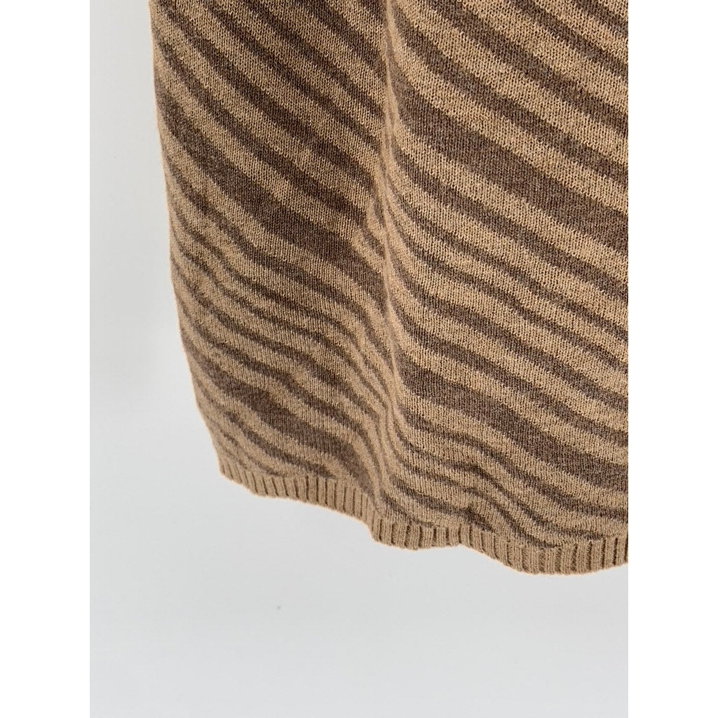 MAX STUDIO Women’s Brown Two-Tone Diagonal Stripe V-Neck Sweater Dress SZ S