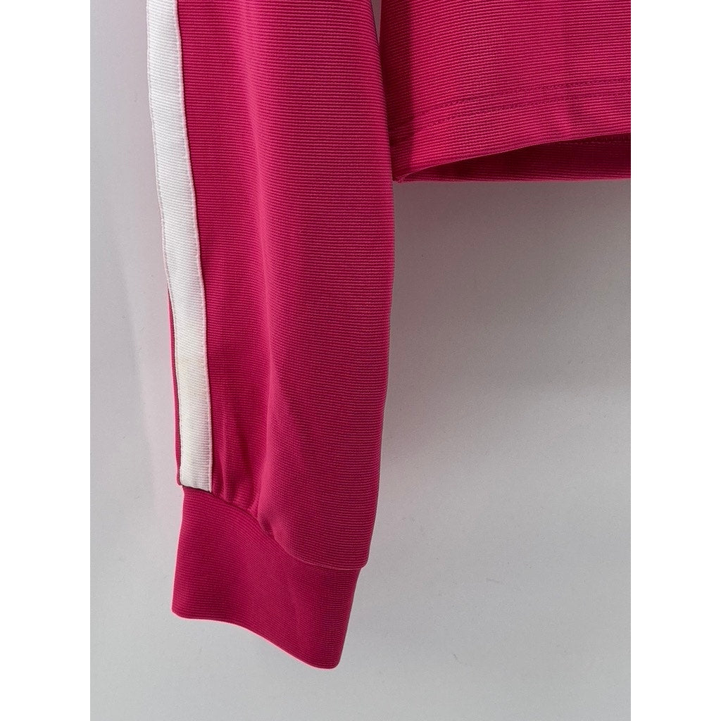 PRIMARK CARES Women's Pink-White Striped Long Sleeve Zip-Up Track Jacket SZ S