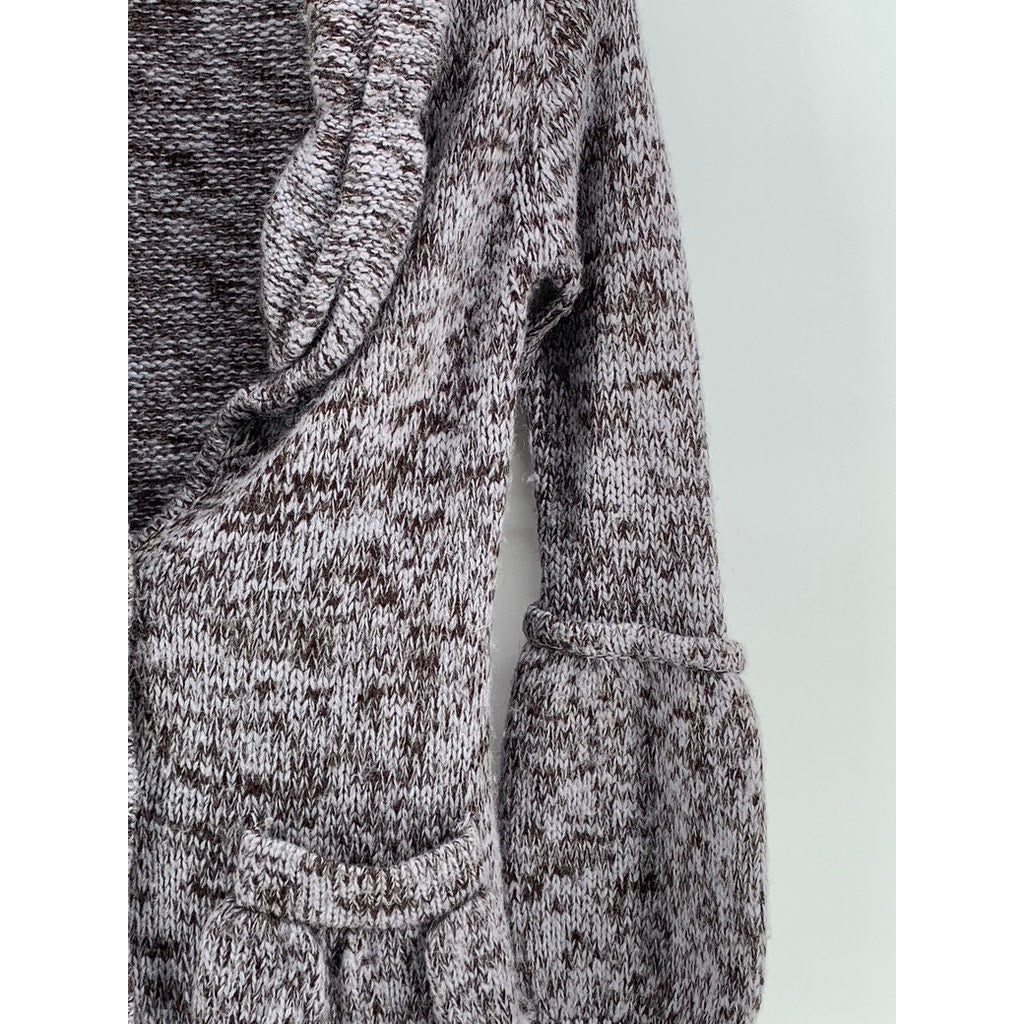 BCBGMAXAZARIA Women's White-Brown Button-Up Knit Duster Sweater SZ S
