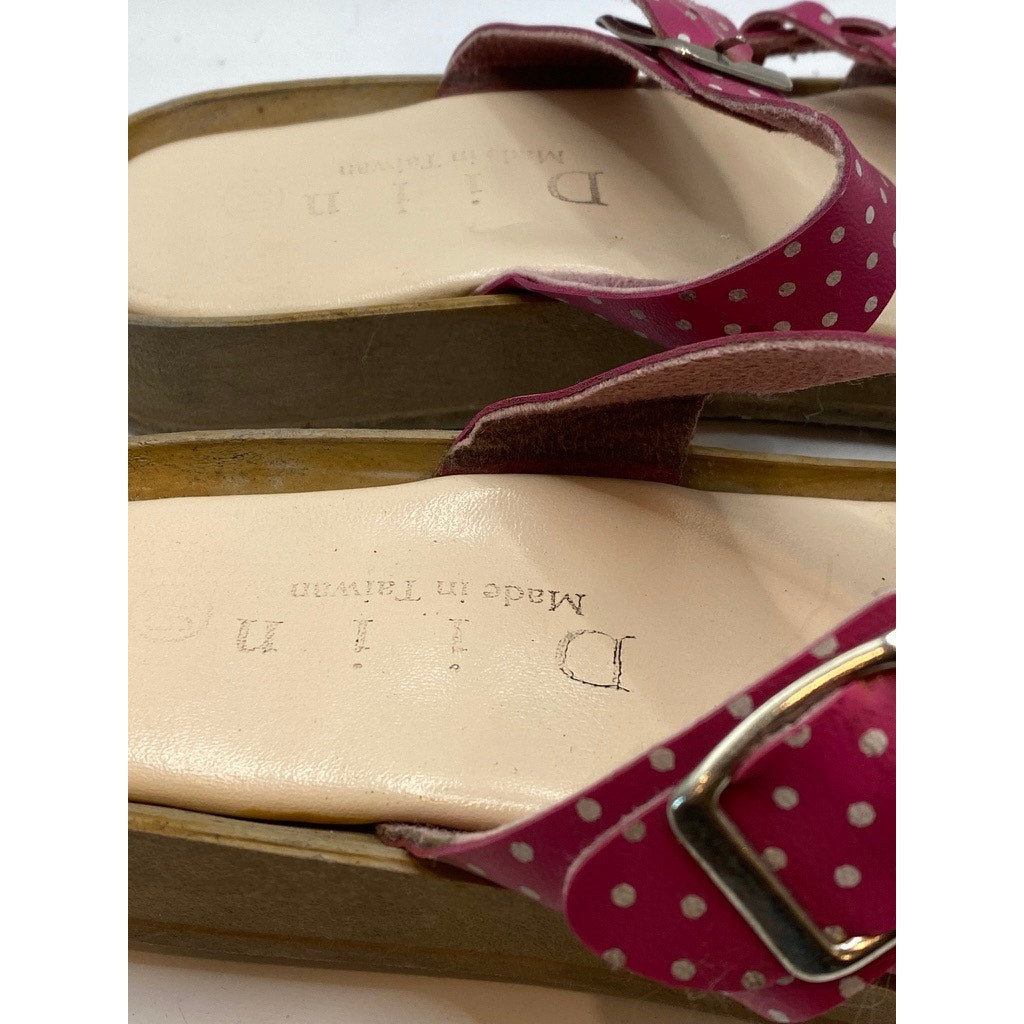 DIIN Women's Pink-White Polka Dot Slide Casual Sandals SZ 36(US6)