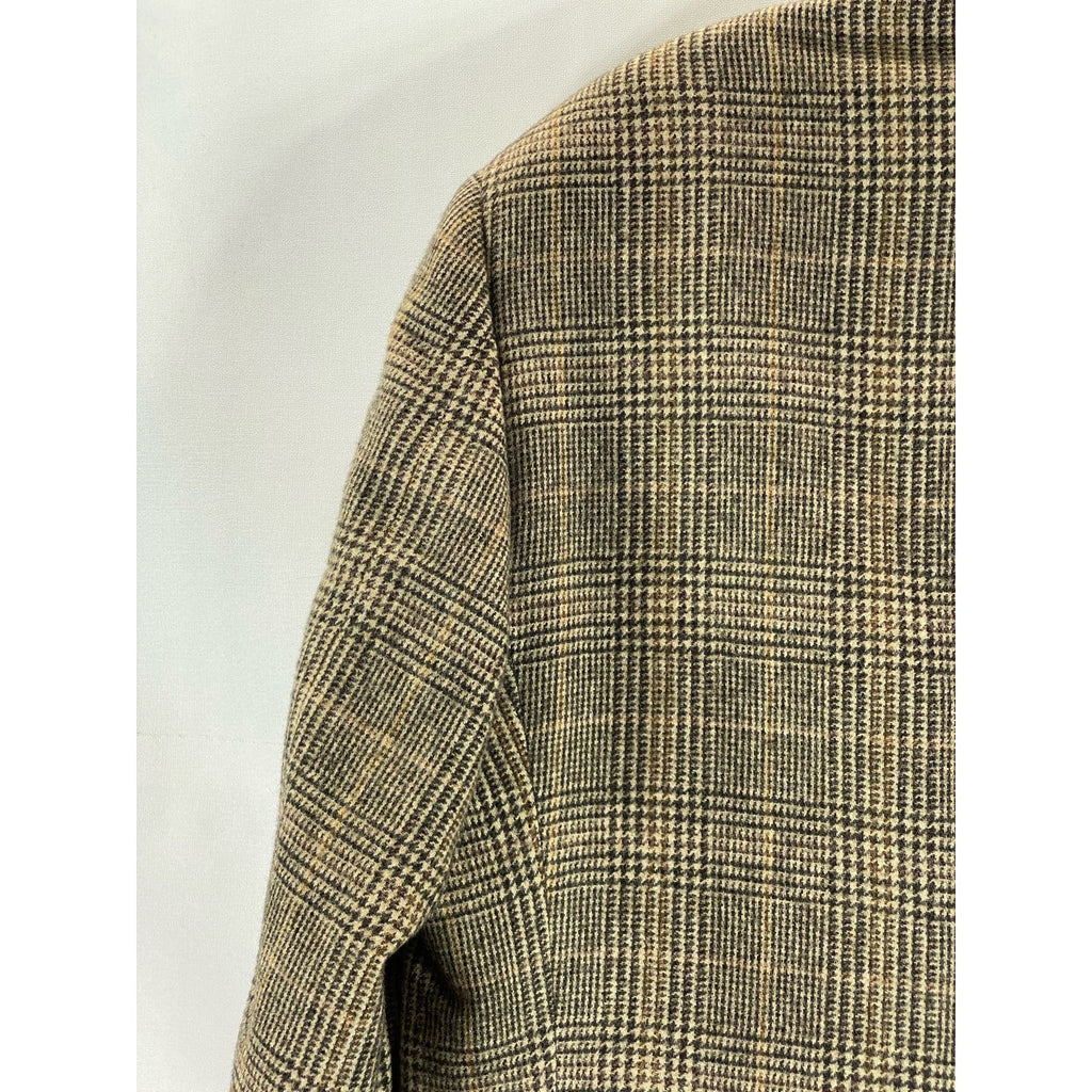 BROOKS BROTHERS Men's Tan Plaid Camel Hair Two-Button Blazer SZ 42R