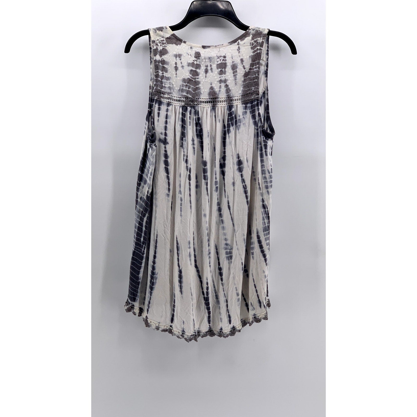 KNOX ROSE Women's Gray Tie-Dye Embroidered Floral Tank Top SZ M