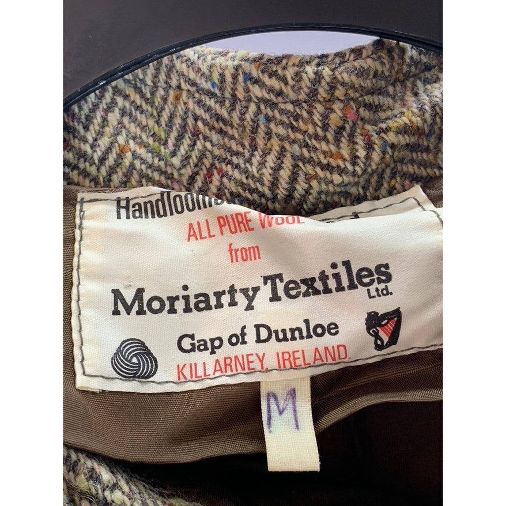 MORIARTY TEXTILES Women's Brown Tweed Wool Asymmetrical Belted Poncho Coat SZ M