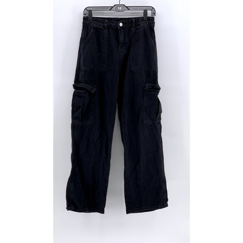 UNBRANDED Women's Black Straight-Leg Relaxed Fit Cargo Jeans SZ S