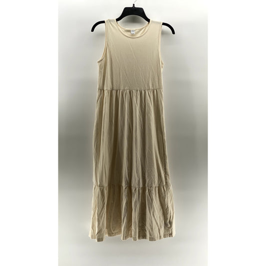 OLD NAVY Women's Creme De La Creme Crewneck Tiered Sleeveless Midi Dress SZ S