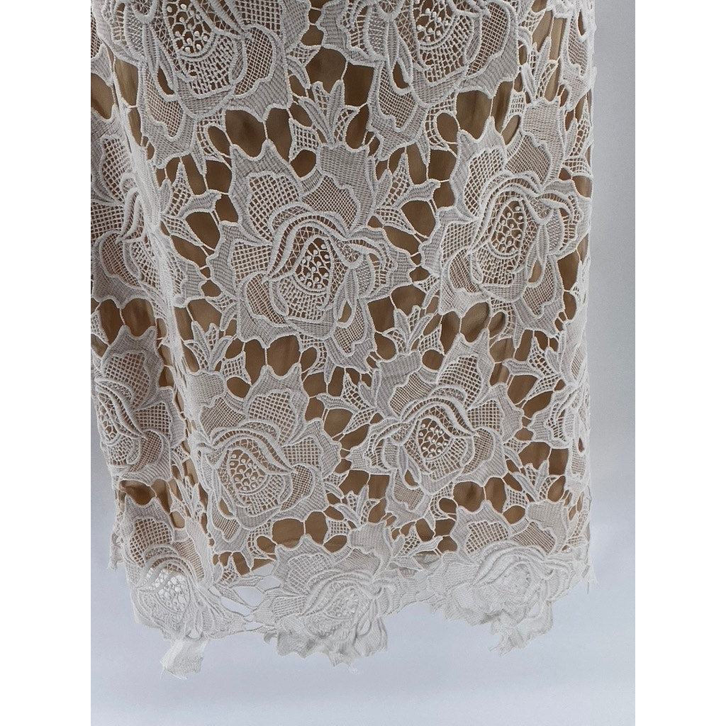 LULUS Women's Ivory High-Neck Lace Spaghetti Strap Mini Dress SZ M