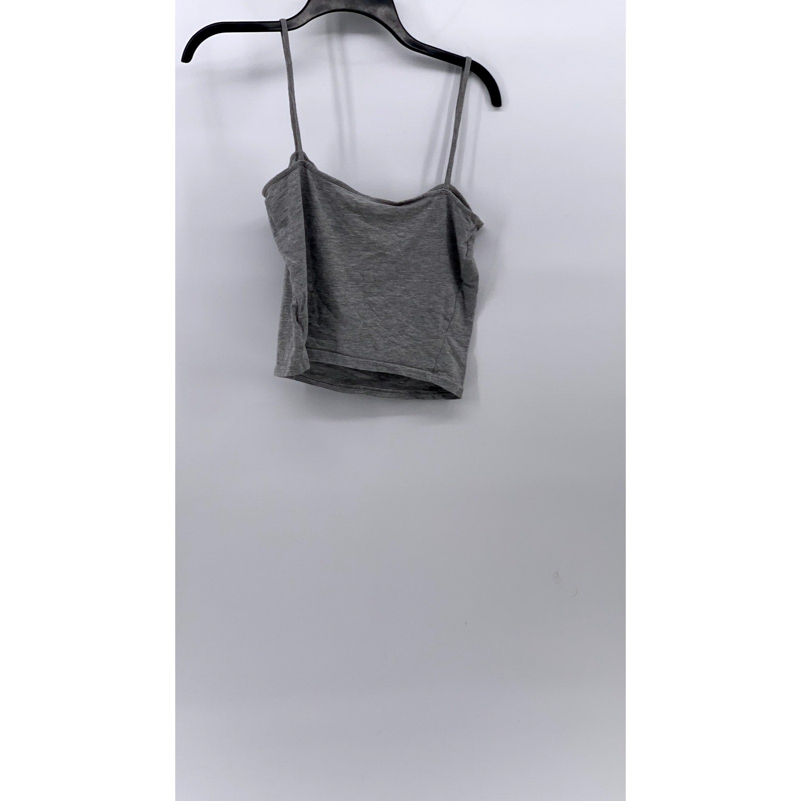 DIVIDED By H&M Women's Gray Straight-Neck Spaghetti Strap Cropped Tank Top SZ M