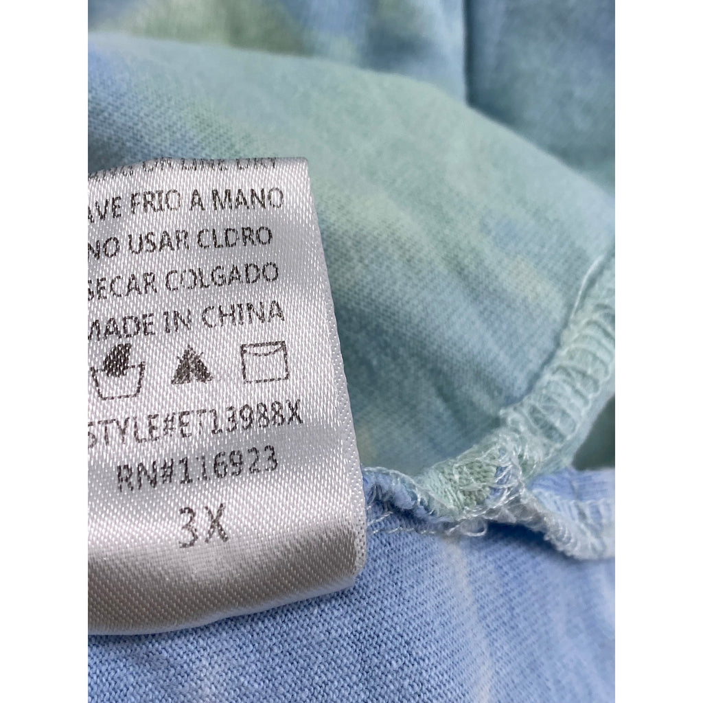 EASEL Women's Blue-Green Tie-Dye Long Sleeve Boatneck Top SZ 3X