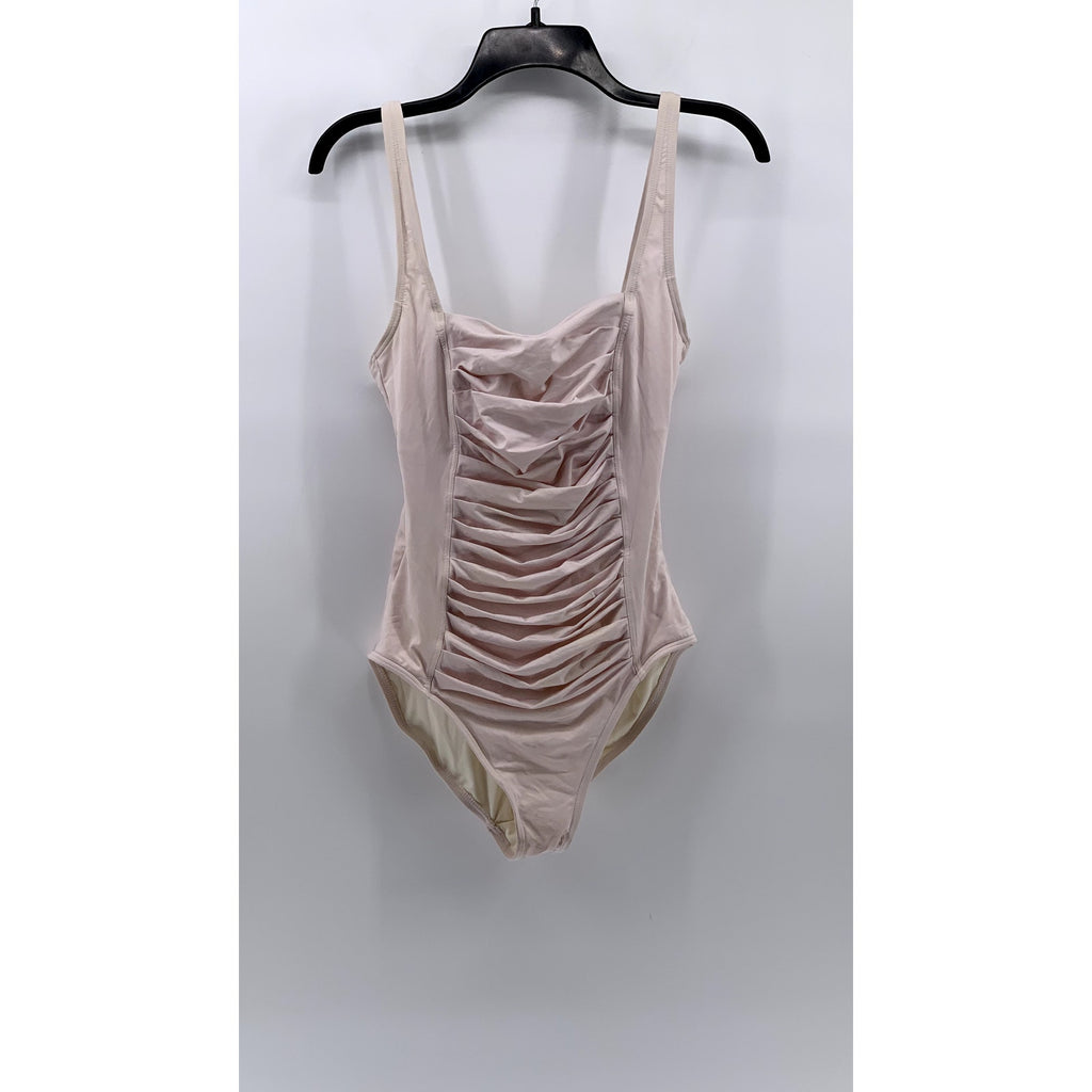 CALVIN KLEIN Women's Light Pink Ruched One-Piece Swimsuit SZ 8