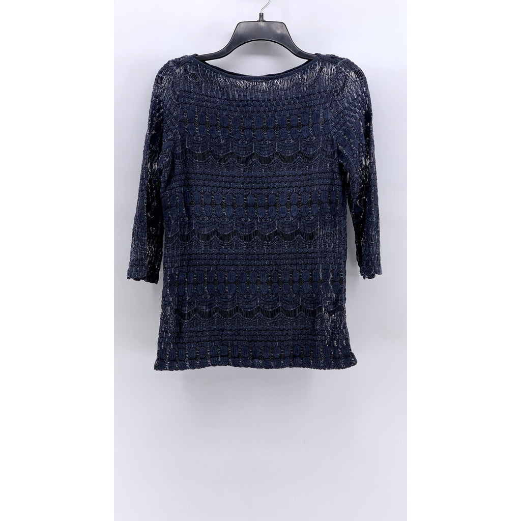 MAX JEANS Women's Navy Knit Crewneck Layered Top SZ XS