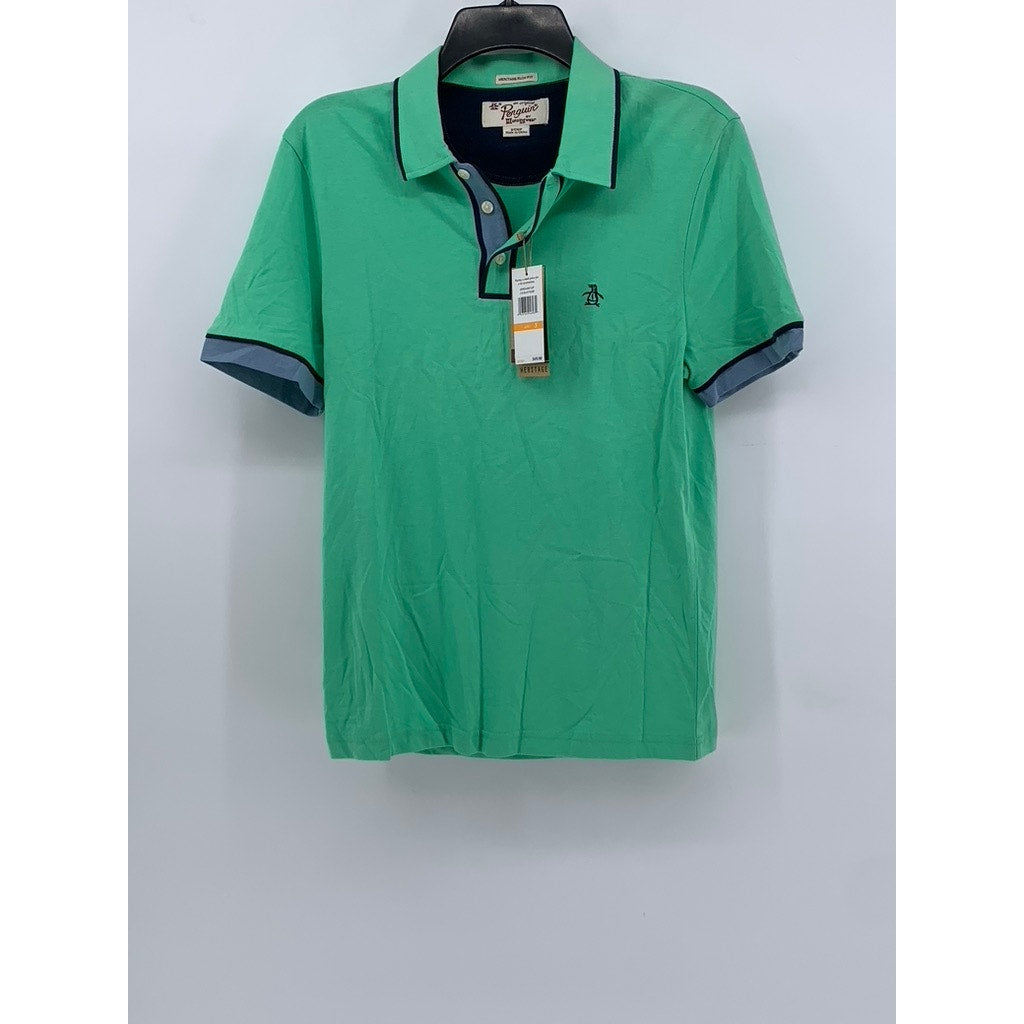 PENGUIN Men's Light Green Heritage Slim-Fit Short Sleeve Polo SZ S