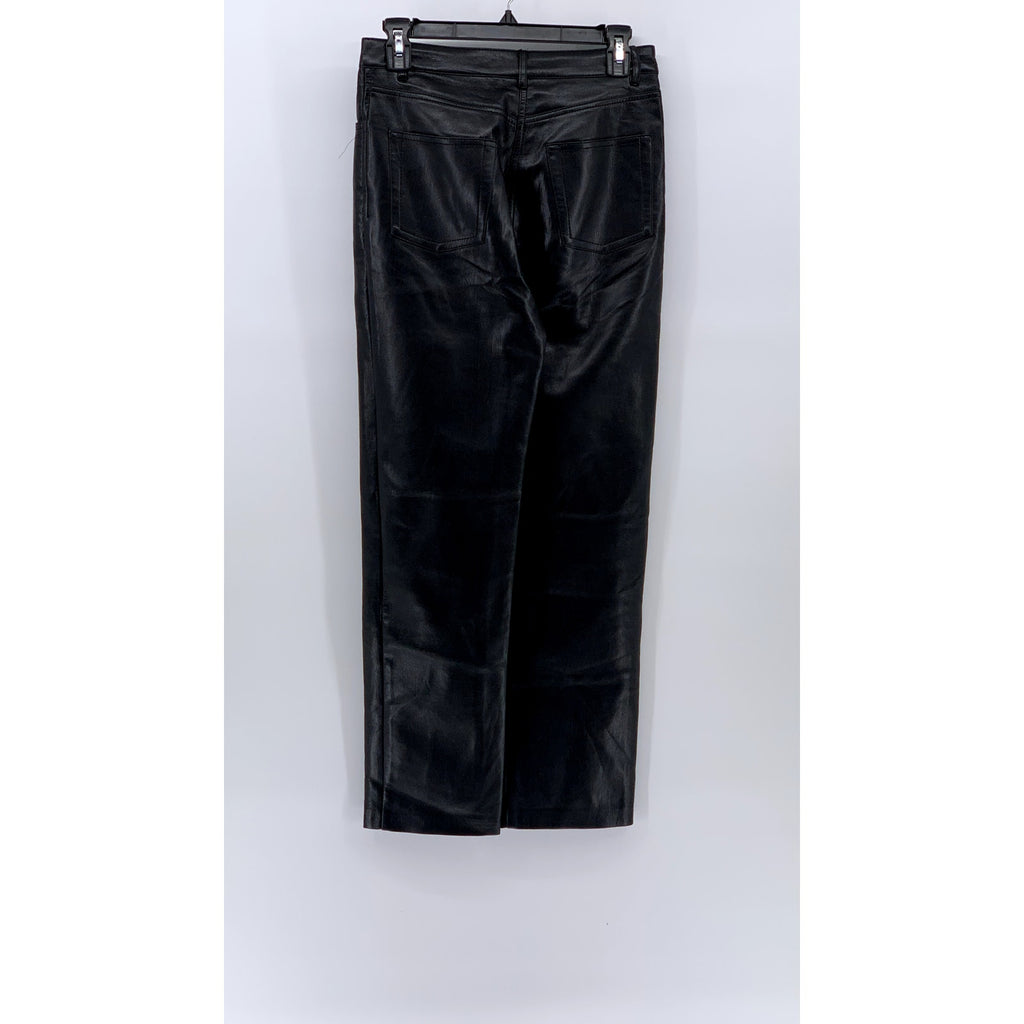 WILFRED FREE Women's Black Faux Leather Five-Pocket Straight-Leg Pant SZ 2