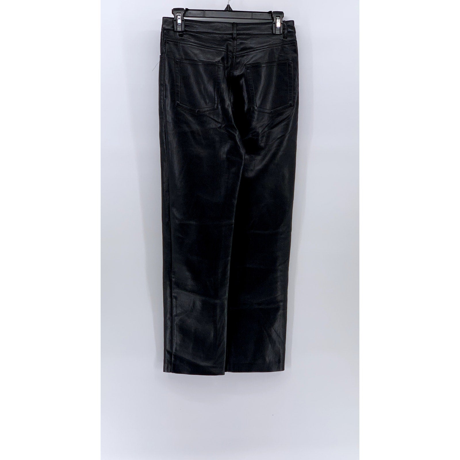 WILFRED FREE Women's Black Faux Leather Five-Pocket Straight-Leg Pant SZ 2
