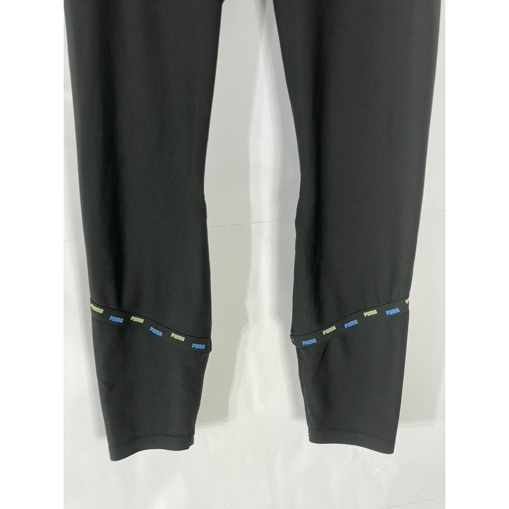 PUMA Women's Black Solid Sculpt Tight Logo High-Waist Leggings SZ M