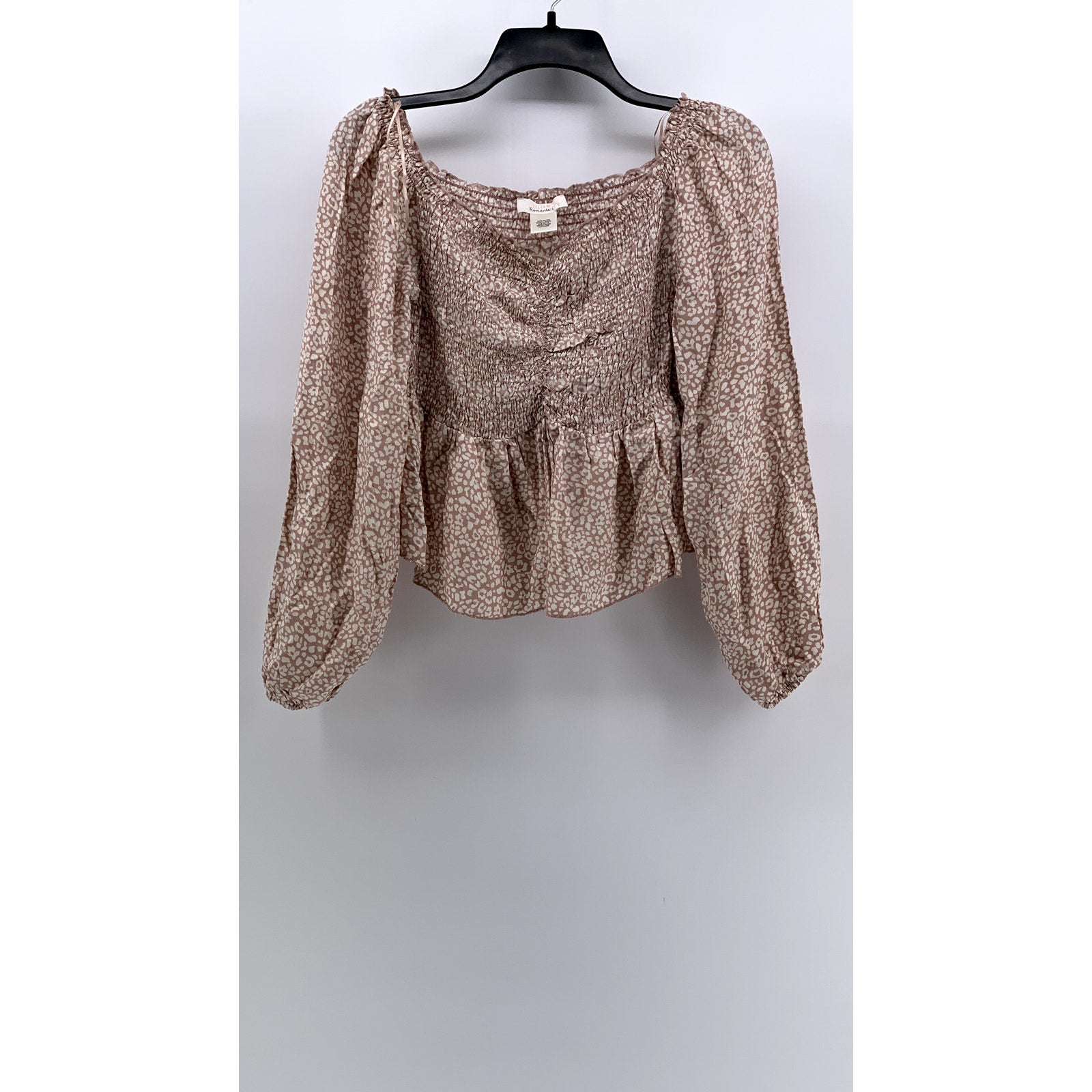 URBAN ROMANTICS Women's Pink Micro Floral Print Long Sleeve Top SZ L