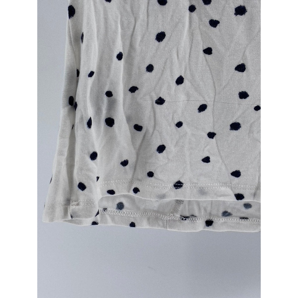 SIMPLY VERA VERA WANG Women's White-Black Polka Dot Twist Front Top SZ S