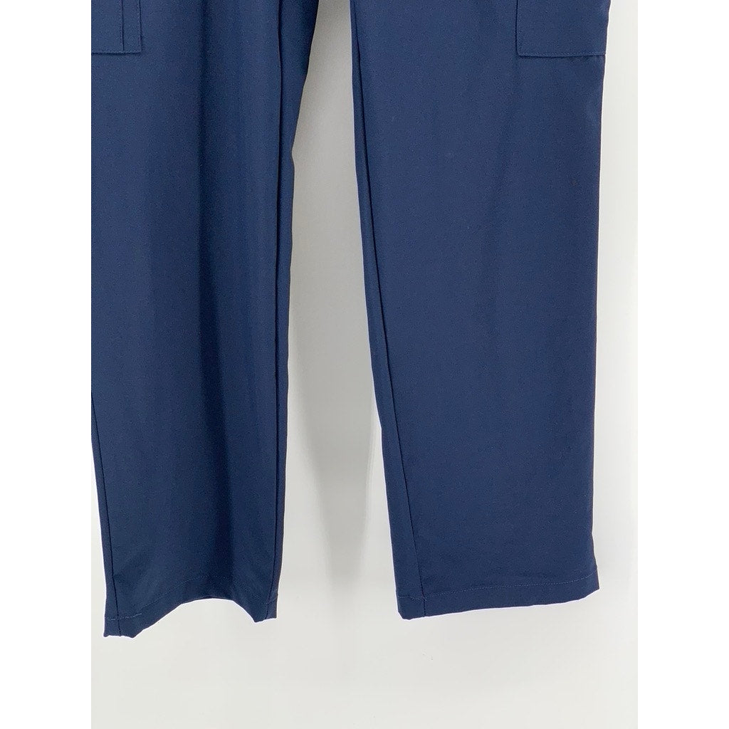 UNBRANDED Women's Navy Solid Cargo Straight-Leg Pants SZ M