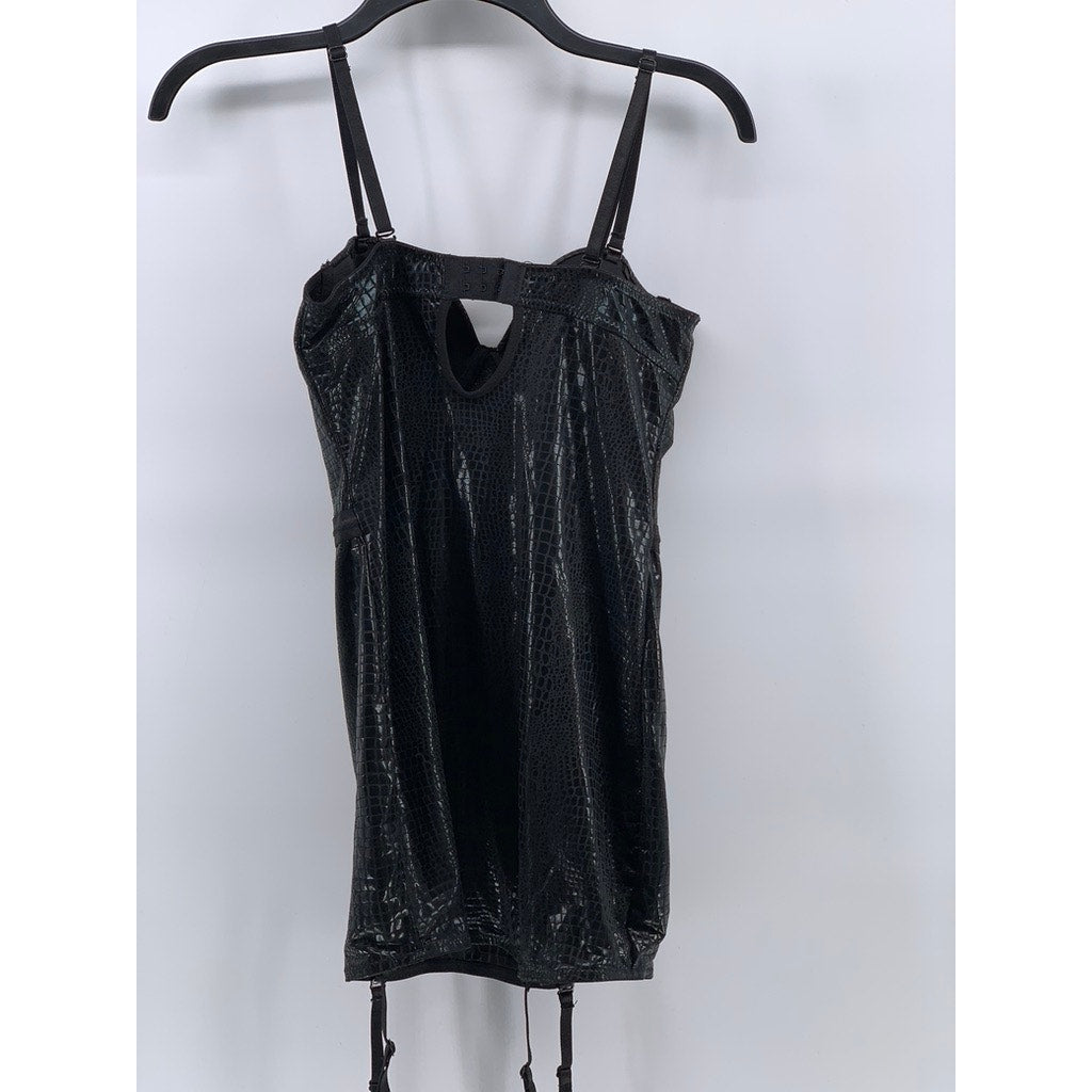 JUST SEXY Women's Black Snake Skin Bustier Spagetti Strap Lingerie Dress SZ S