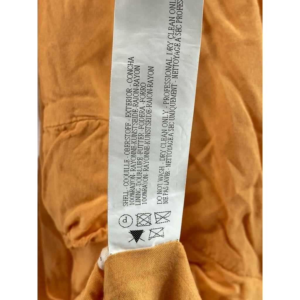 CAPULET Women’s Orange Pansy Asymmetrical Hem Wrap Long Sleeve Dress SZ S