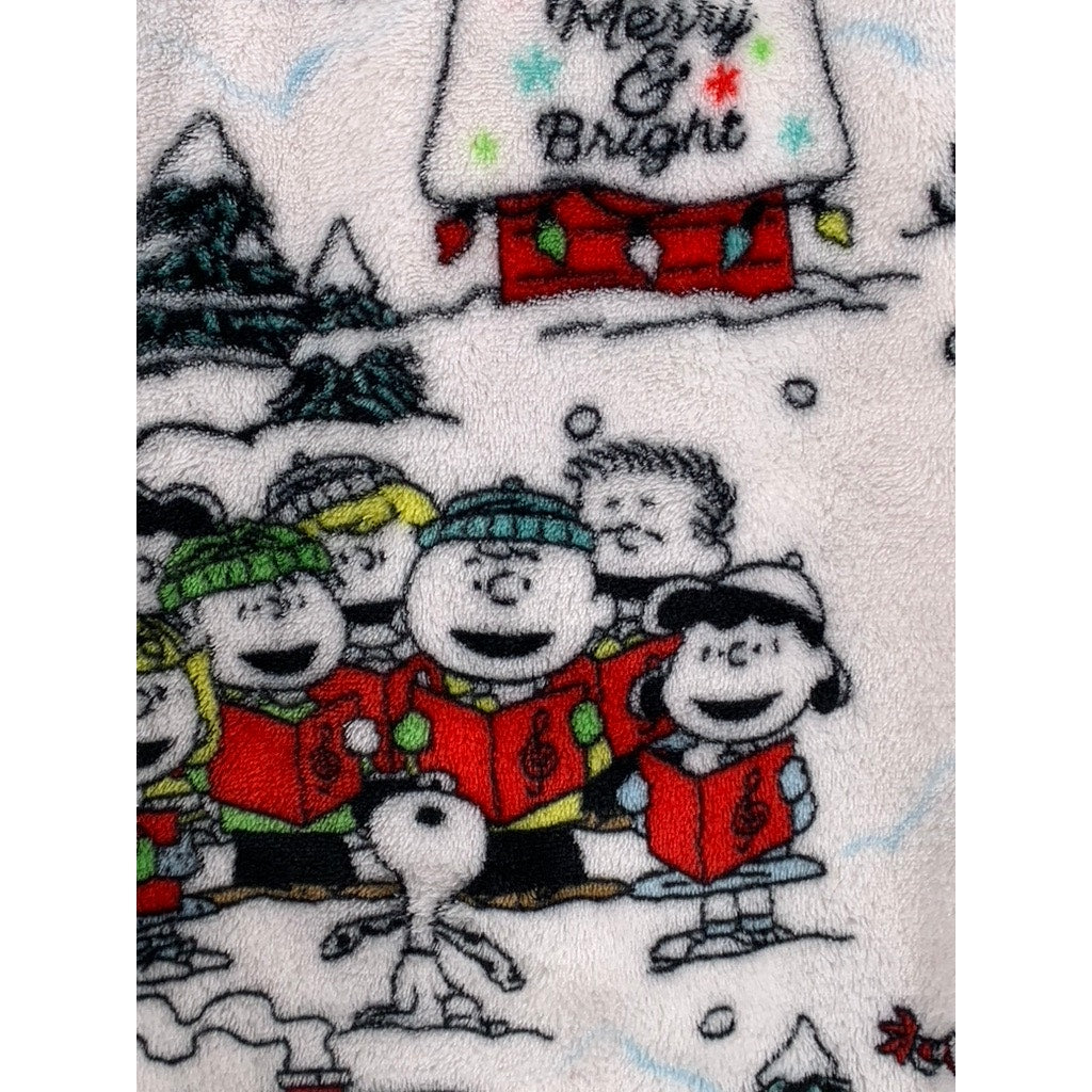 PEANUTS Women's White-Red Snoopy Christmas Printed Pajama Pants SZ L