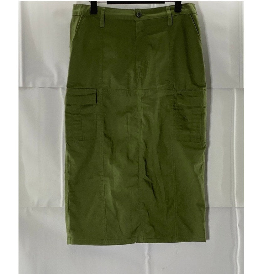 MOTEL Women's Dark Olive Widya Midi Straight Cargo Skirt SZ XS(US4)