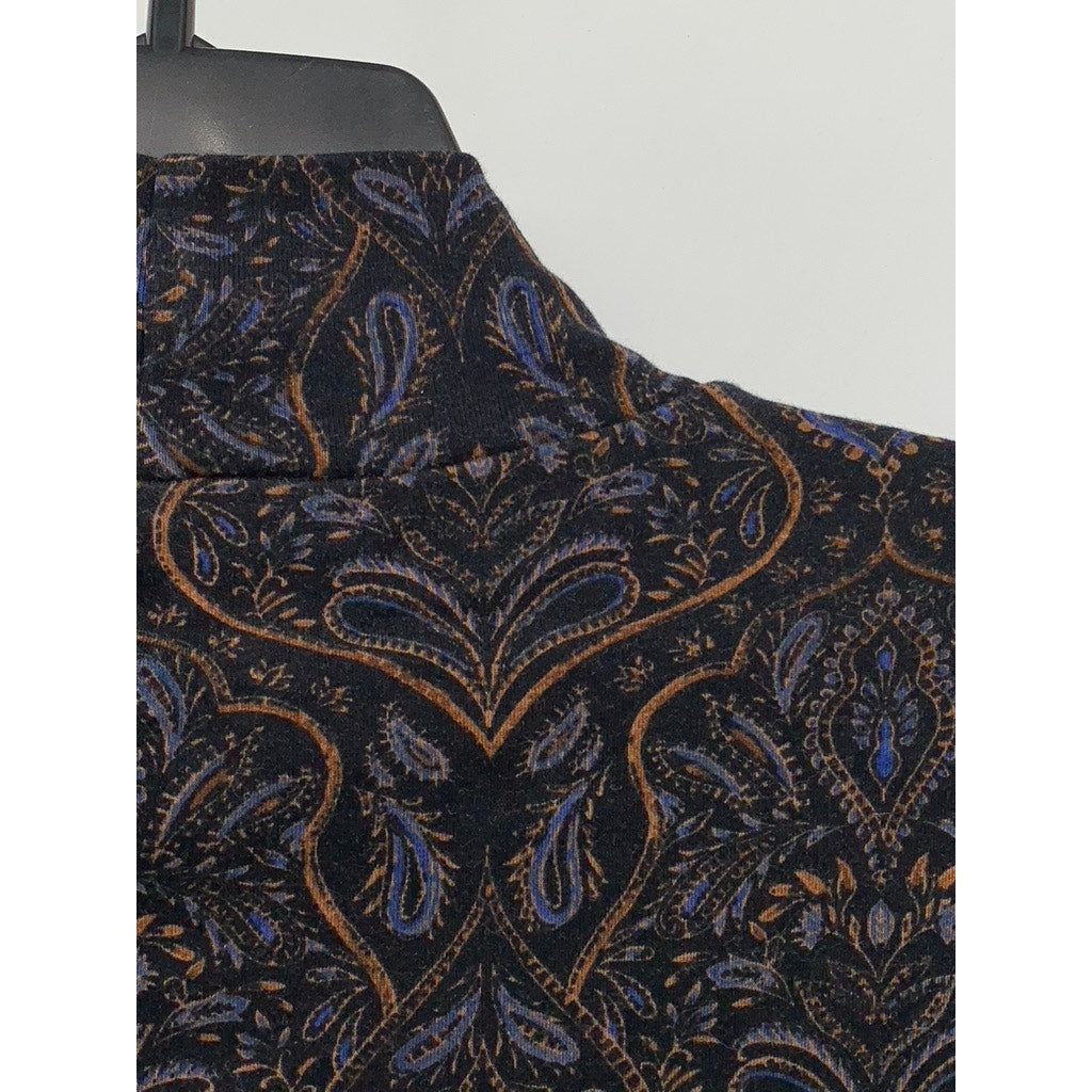 CROFT & BARROW Women's Black Paisley Printed Long Sleeve Mock-Neck Top SZ XXL