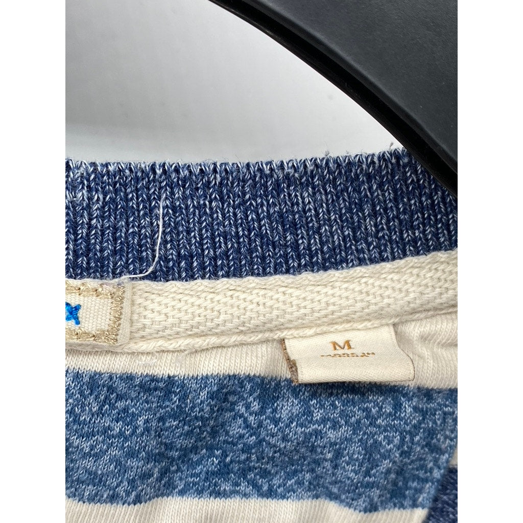 SCOTCH & SODA AMSTERDAM Men's White-Blue Striped Short Sleeve T-Shirt SZ M