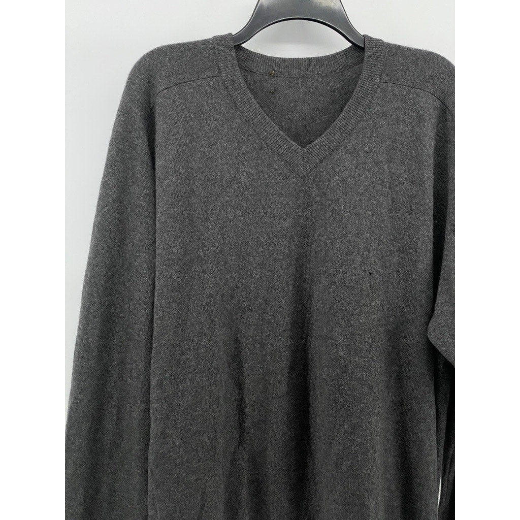 UNBRANDED Men's Charcoal Gray V-Neck Long Sleeve Pullover Sweater SZ L