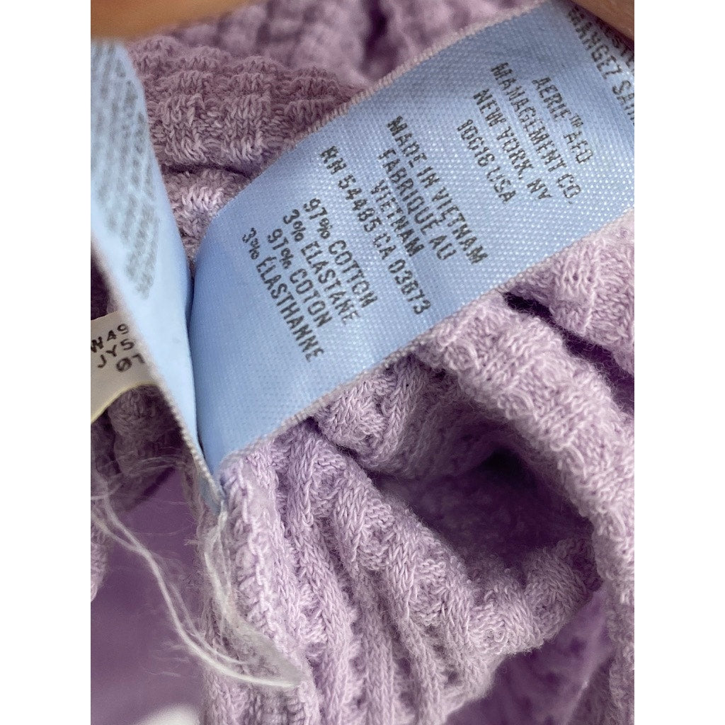 OFFLINE By AERIE Women's Lilac Burst A Move Long Sleeve Thumbhole Henley Top SZS