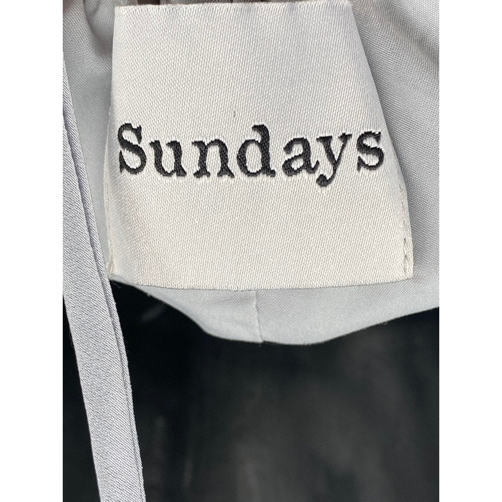 SUNDAYS Women's Blue Satin Backless Straight-Neck Fit & Flare Mini Dress SZ M