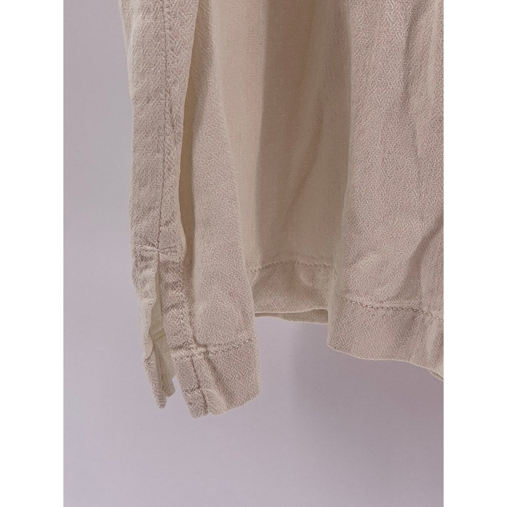 TOMMY BAHAMA Men's Beige Silk Blend Button-Up Short Sleeve Shirt SZ