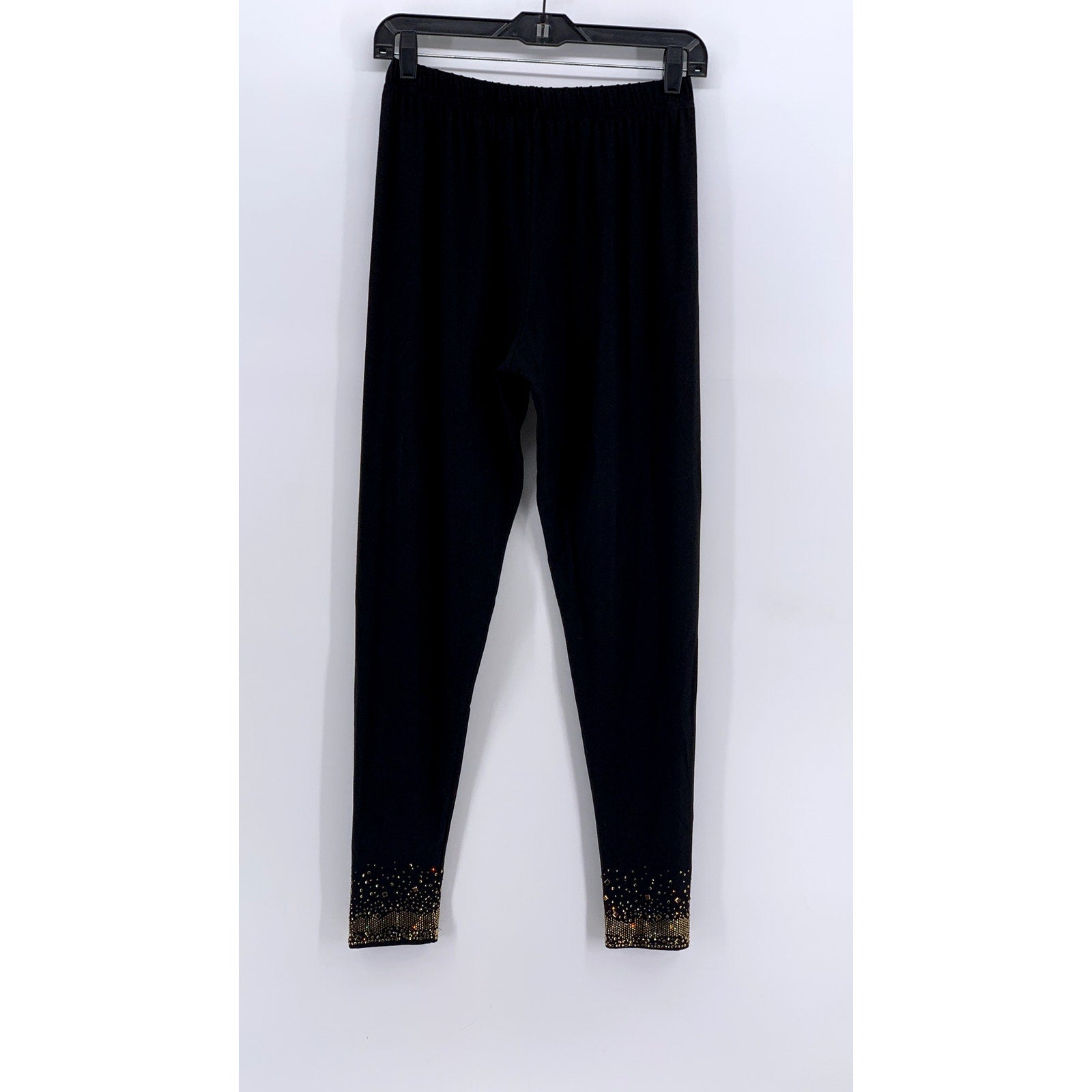 GARDY Women's Black-Gold Studded Hem Leggings SZ M