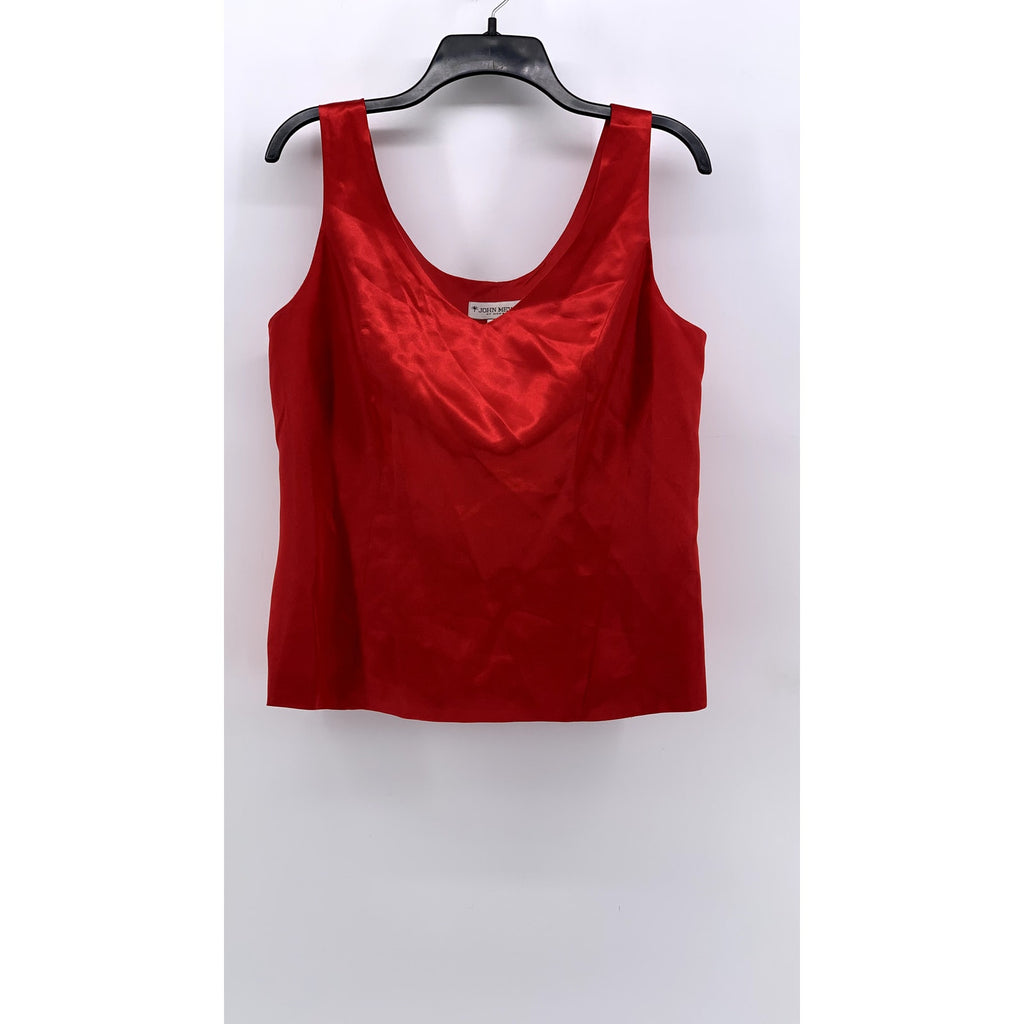 JOHN MEYER OF NORWICH Women's Red Satin-Like Scoop-Neck Tank Top SZ 12