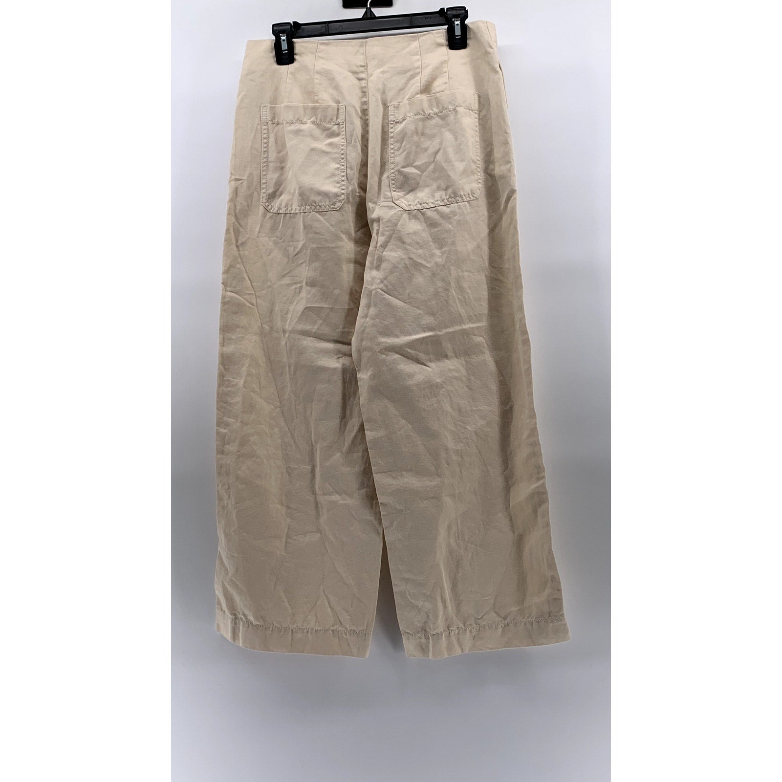LOFT Women's Beige Seamed Twill Wide-Leg Cropped Pant SZ 6