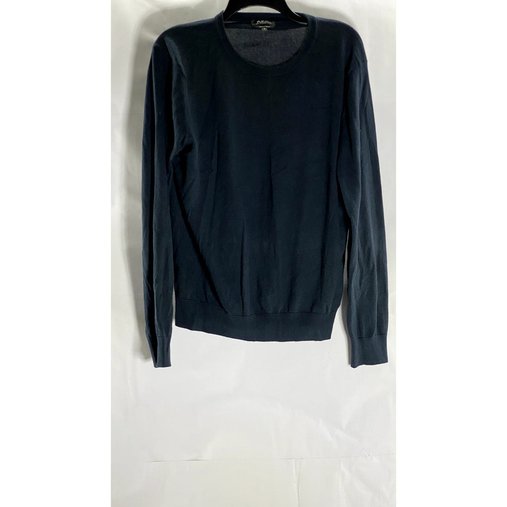 A.P.C. Rue Madame Paris Men's Black Solid Cotton-Cashmere Crewneck Sweater SZ S