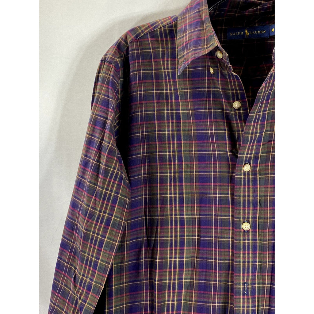 RALPH LAUREN Men's Purple/Green Plaid Button-Up Long Sleeve Shirt SZ M