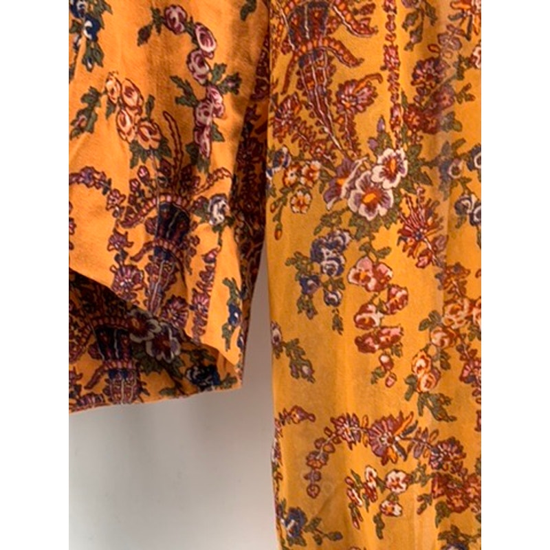 URBAN OUTFITTERS Women's Orange Floral Printed Bell Long Sleeve Top SZ S