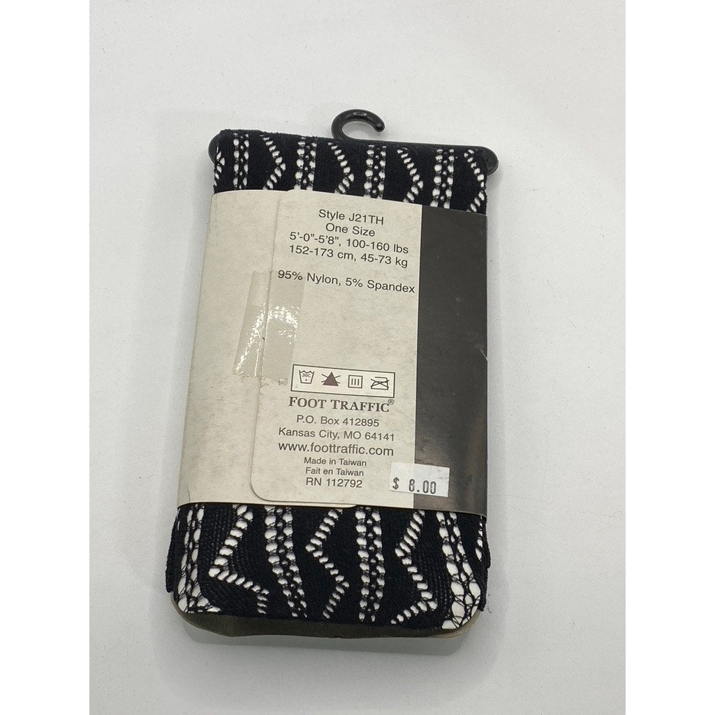 FOOT TRAFFIC Women's Black Cutout Stretch Pull-On Knee High Socks SZ OS